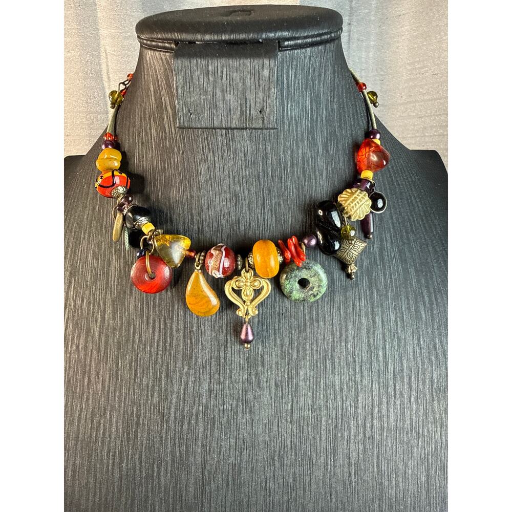 Vintage Boho Multi Beaded Necklace
